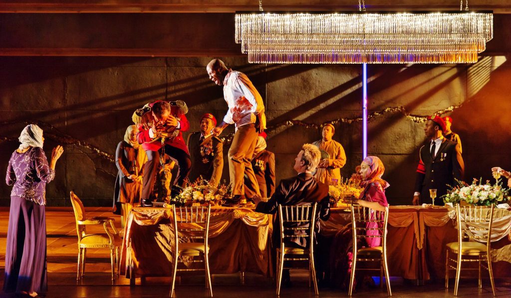 Chaos reigns as the ghost of Banquo again visits the court of Macbeth during a state banquet that startles the aristocratic guests into the reality that Macbeth is a mad and demented King.