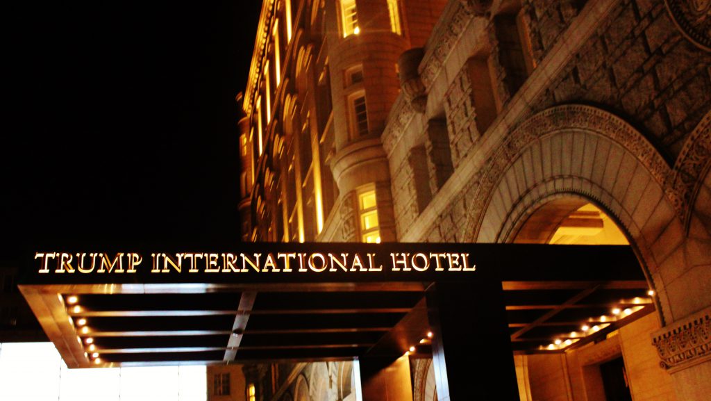 The hotel had heavy security for its odd side street entrance near 11th & Penn.