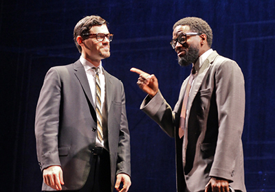 Robert Lenzi as STAX owner Jim Stewart with Warner Miller as Al Bell.